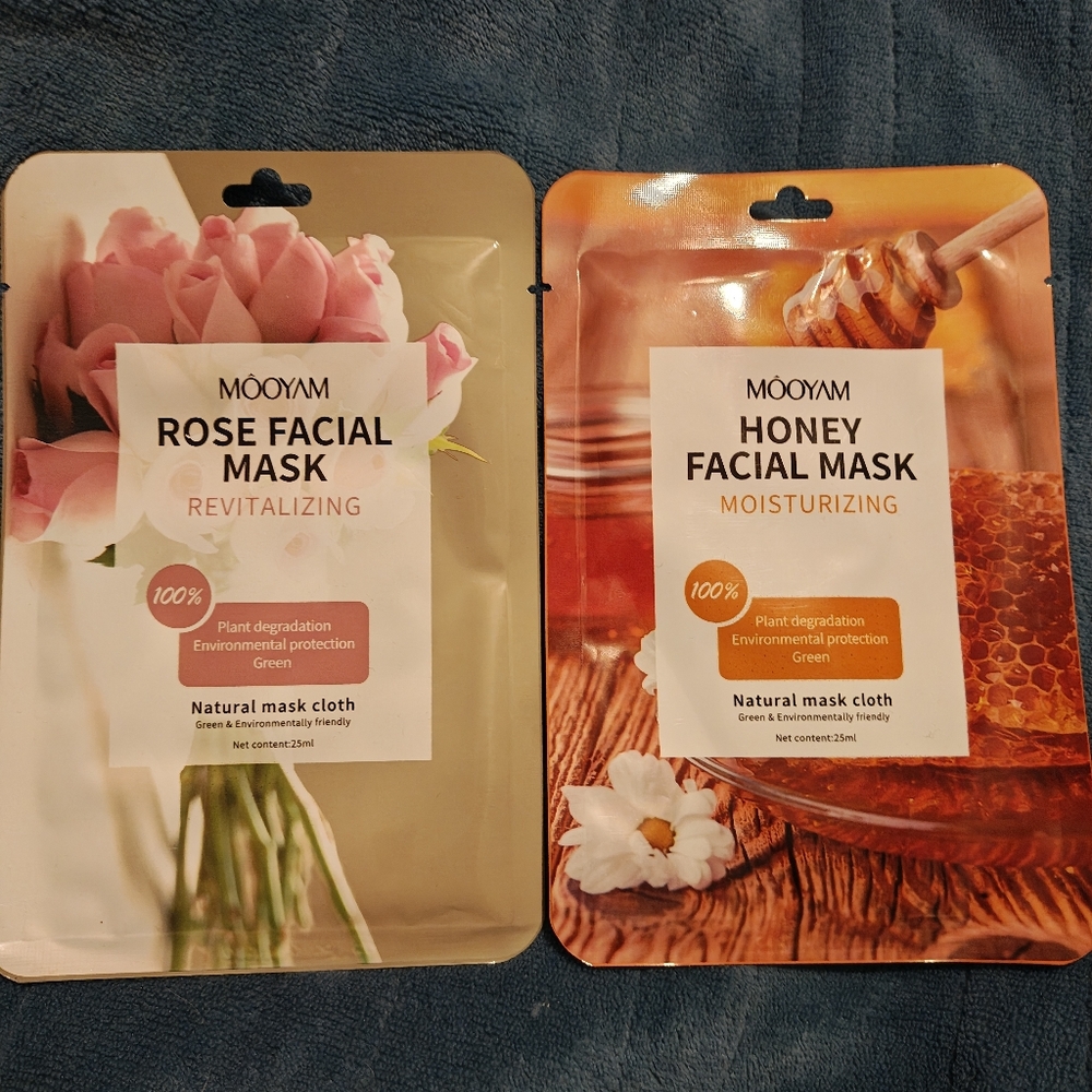 New MÔOYAM Facial Masks Honey & Rose.